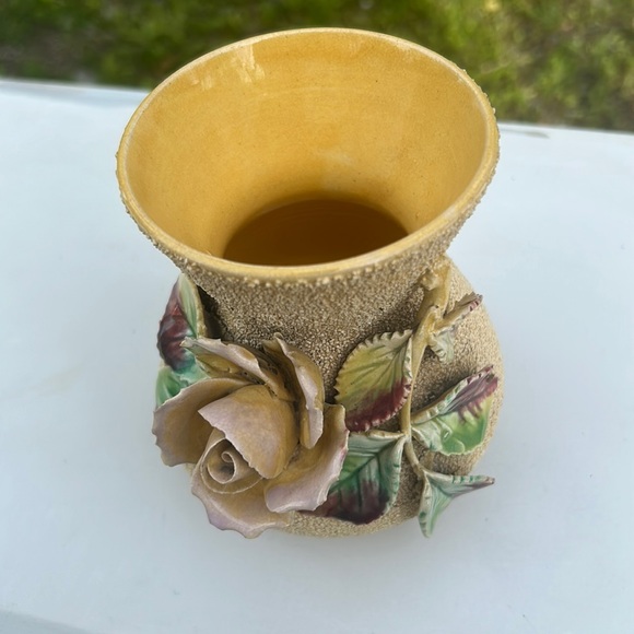 Vintage Sand Pottery 🌹 Floral Rose Bud Vase Bohemian Home Art Accent Decor - Picture 2 of 16